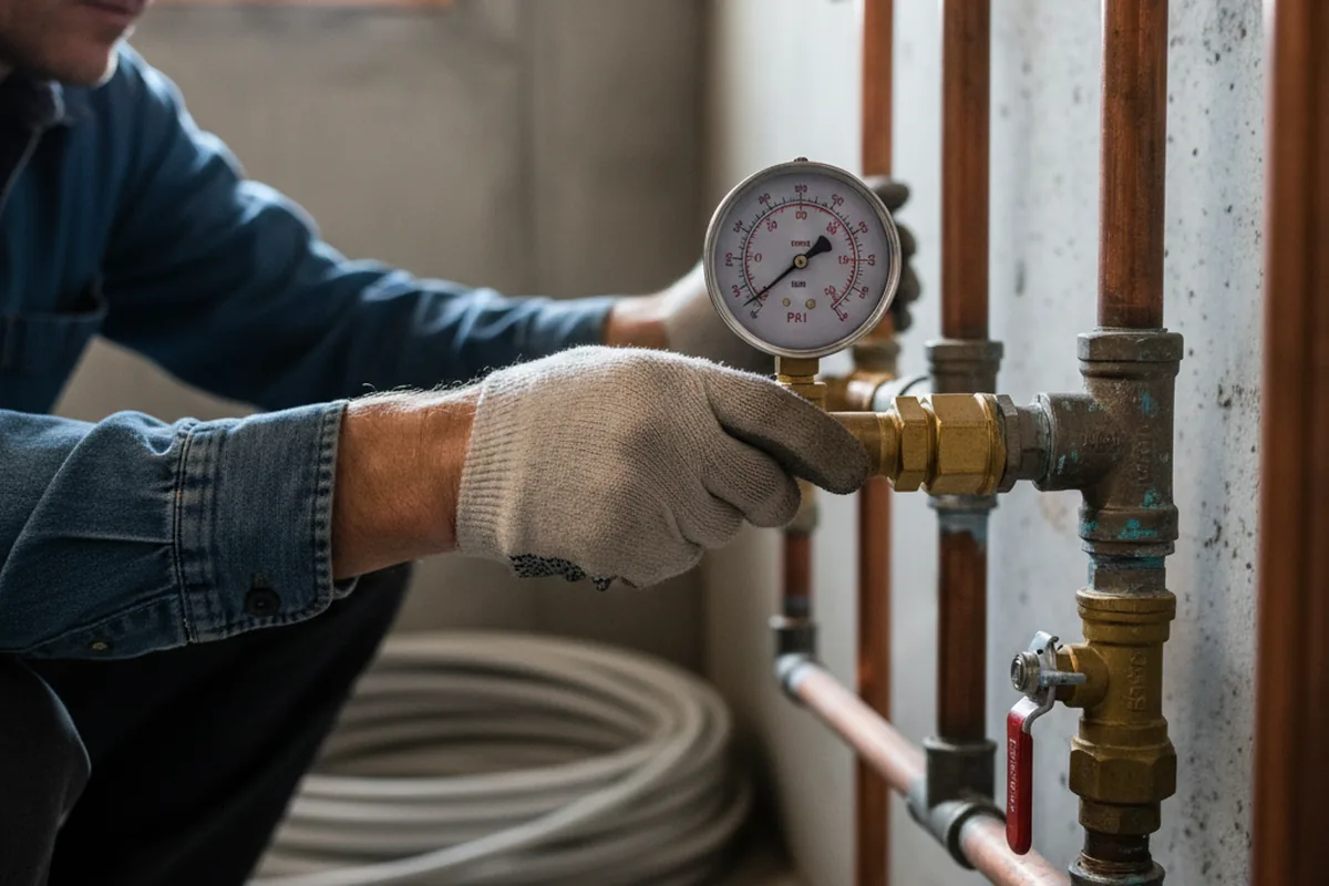 Pressure testing a repaired line during Water Line Repair in Hawthorne